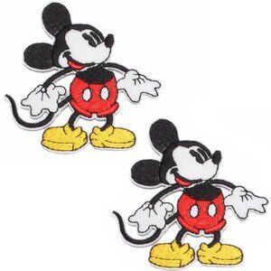 (2)VINTAGE *RARE MICKEY MOUSE HEAD PATCH IRON ON PATCH CLOTHING ACCESSORY SET